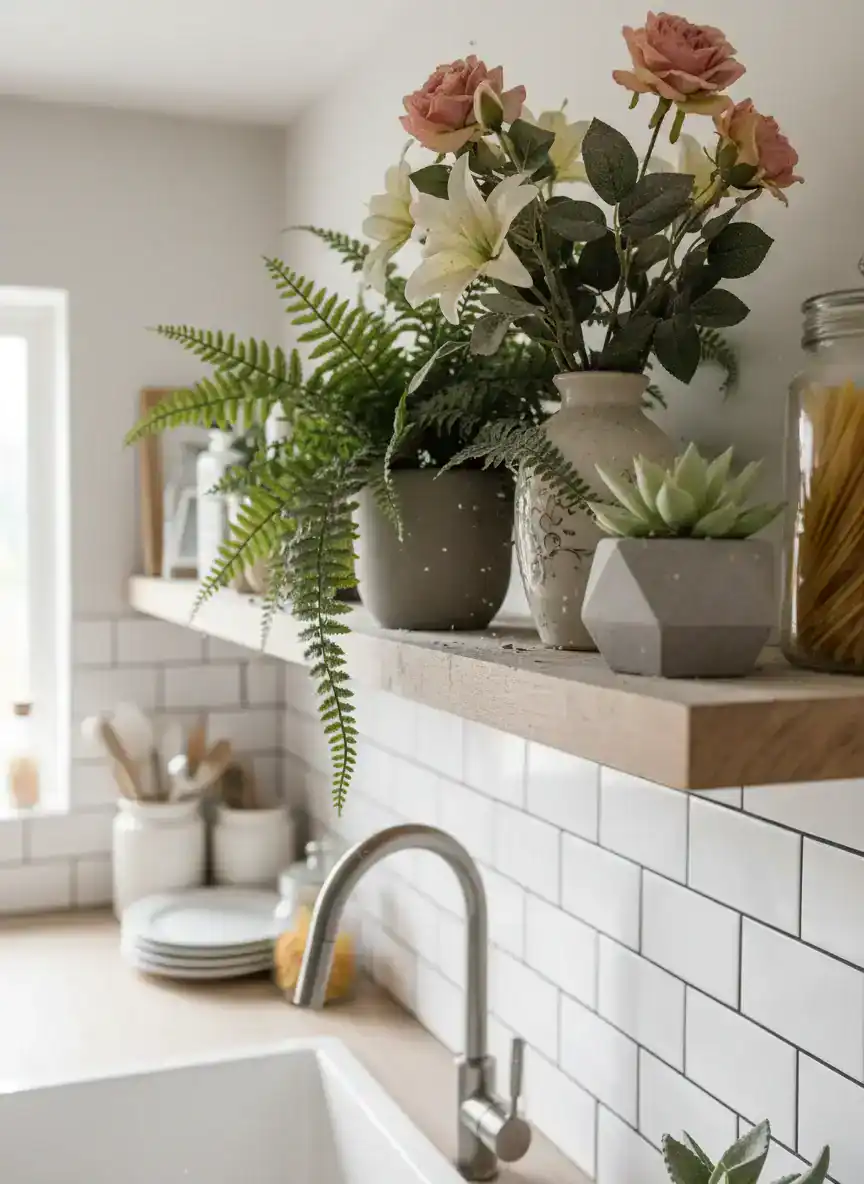 Dusty Faux Plants and Flowers