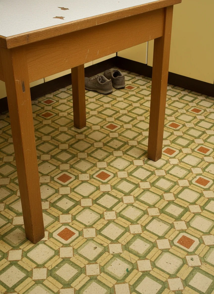 Outdated, Patterned Linoleum Flooring