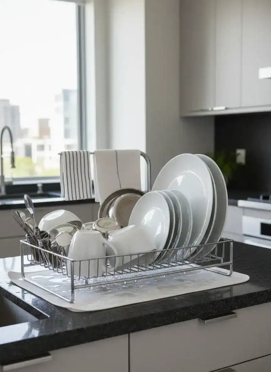 Visible Dish Drying Racks Left Out Permanently
