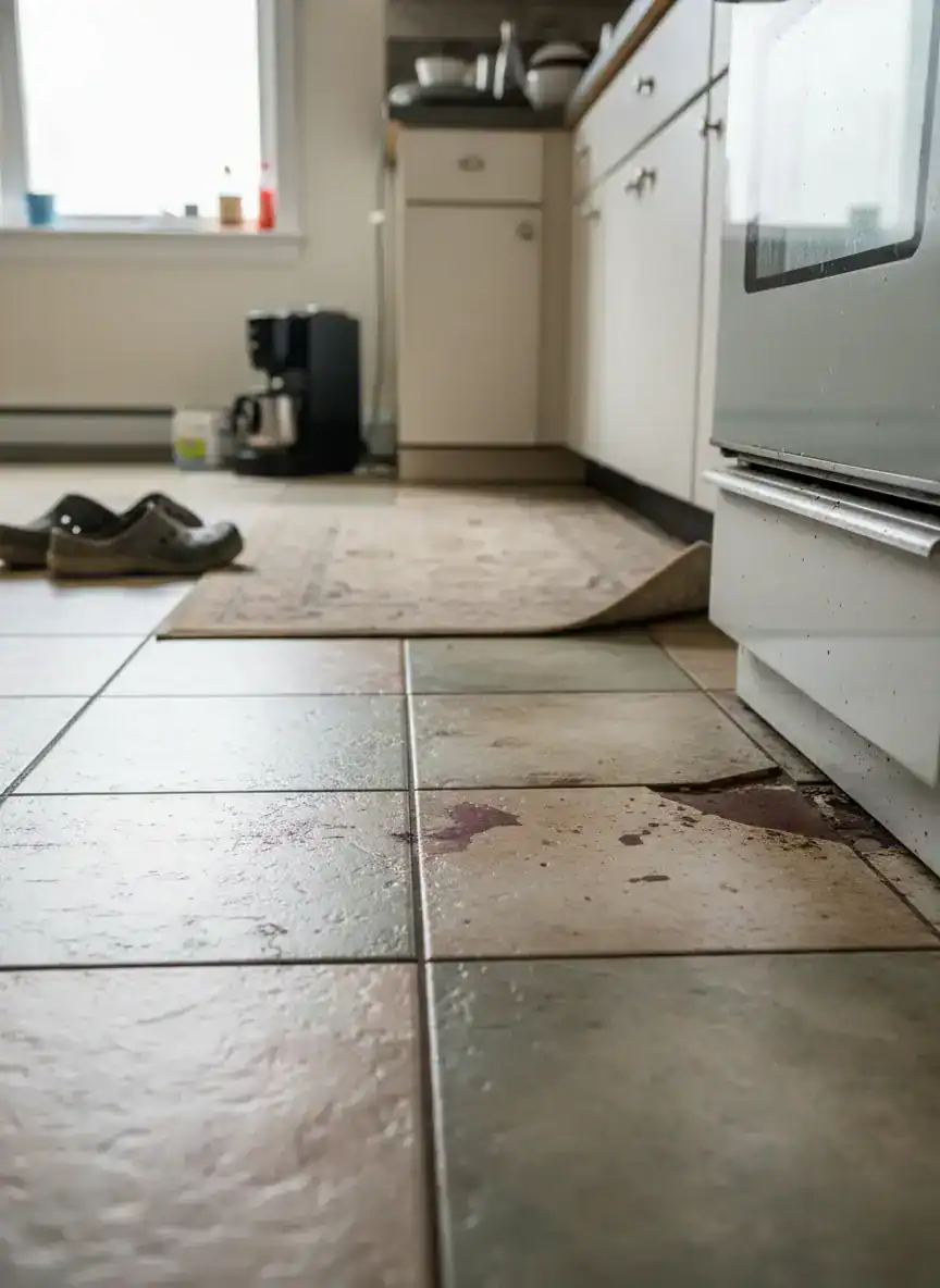 Worn or Stained Kitchen Flooring