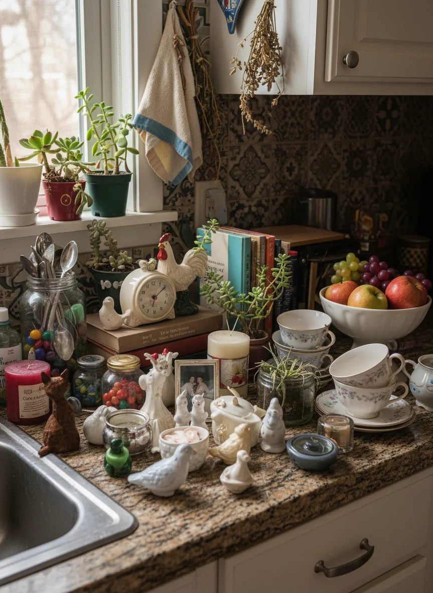 Cluttered Countertops with Knick-Knacks