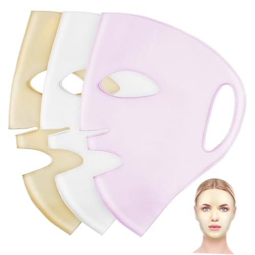 FOMIYES 3pcs Reusable Silicone Face Mask Cover Hydrating Silicone Mask for Moisturizing Sheet Lightweight Portable Beauty Tool White Gold and Pink