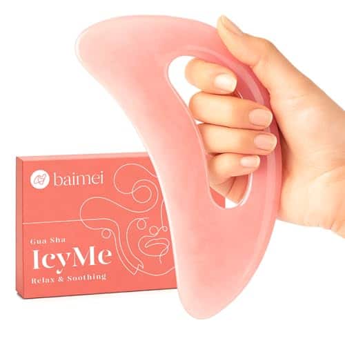 BAIMEI IcyMe Resin Body Gua Sha Tool for Skin Care, Large Easy-Grip Gua Sha Massager for Relaxation, Smooth Massage & Self-Care Routines, Spa Beauty Gift for Women & Men, Home & Travel Use - Pink