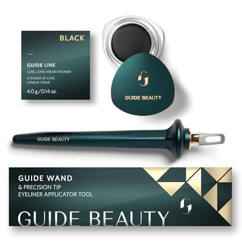Guide Beauty Eyeliner Duo, GUIDE Wand & Line Luxe/Long-Wear Eyeliner Cream (Black), Multi-Purpose Make-Up Application Tool, Universal Design for Easy Eye & Lip Liner