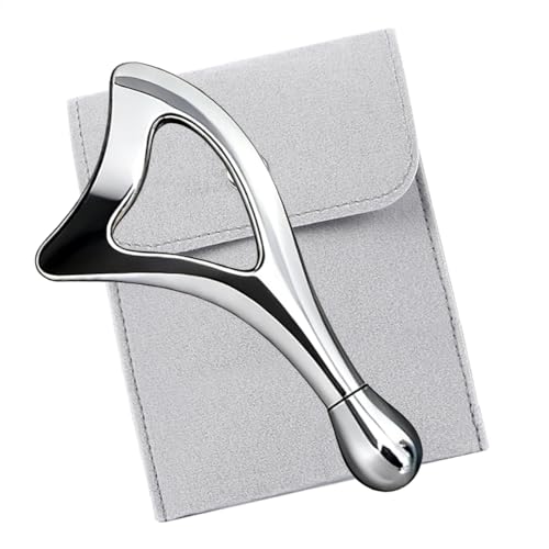 Gua Sha Facial Tools with Eye Roller, Facial Massage Tool for Face Sculpting Daily Beauty Routine Edema, Gift for Women Silver
