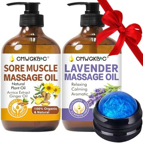 Fathers Day Gift for Husband,Dad, Massage Oil for Massage Therapy,Lymphatic Drainage-Ginger Oil Sore Muscle Arnica Oil &Lavender Oil Relaxing Massage Oils for Date Night,Massage Ball,Gifts for Him Her