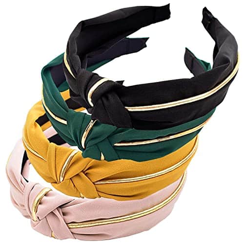 HOKPA Hairbands for Women 4 Pack, Fashion Cross Knot Hairbands Wide Knotted Hair Hoop Headwrap Headwear Hair Bands Accessories for Girls