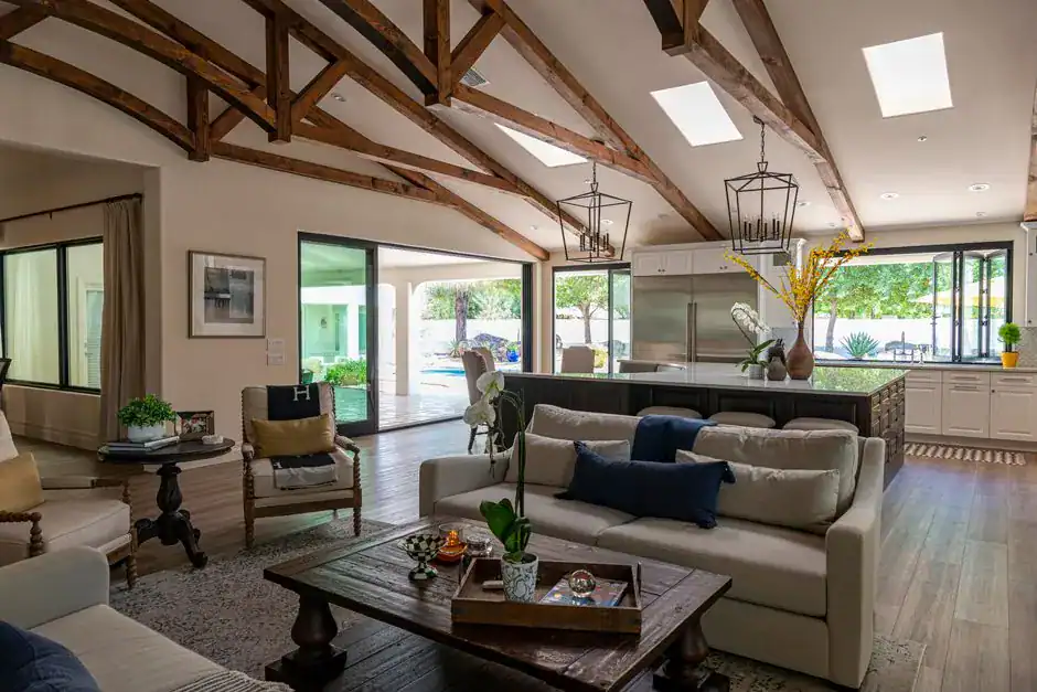 An open-plan living room with an easy, walkable layout
