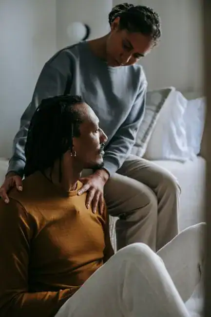 A woman encouraging her partner